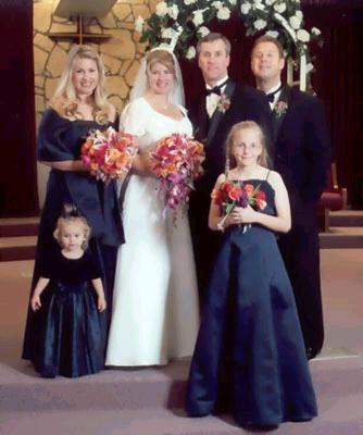 Kirk and Donna with attendants and flower girls